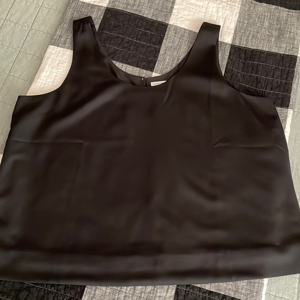 J.Crew XXL, silky tank, black, perfect condition.  Button closure in back.